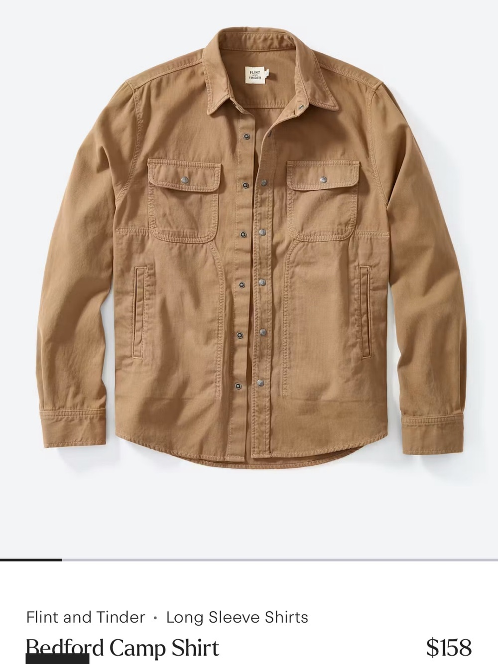 Huckberry/Flint & Tinder Bedford Camp Shirt Jacket - Tan/Light Brown XL